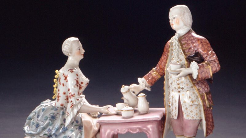 Schloss Mannheim, Porzellangruppe Kaffetrinker aus der Manufaktur Frankethal (c) Schlösser und Gärten Baden-Württemberg, Steffen Hauswirth, lmz325963