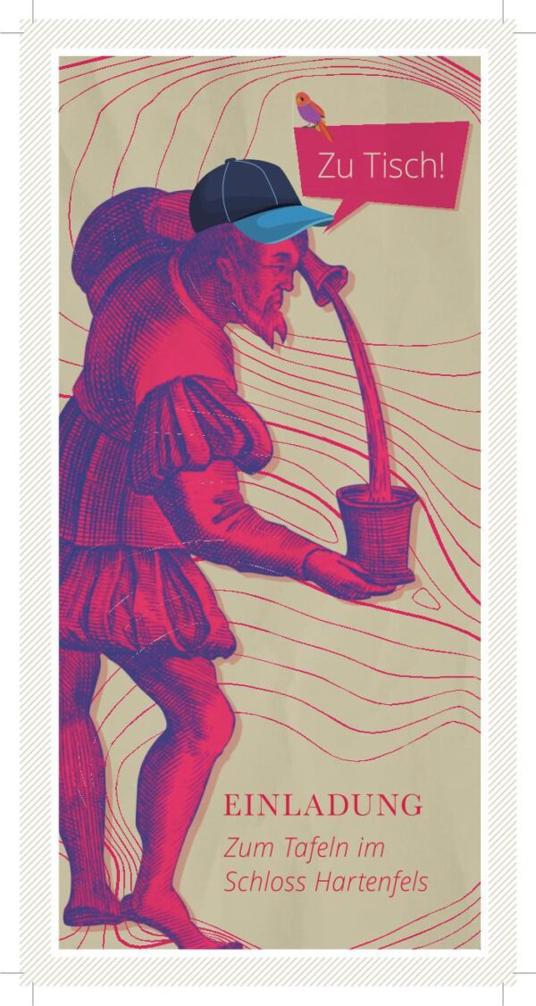 Postkarte Einladung "Zu Tisch" auf schloss Hartenfels Torgau